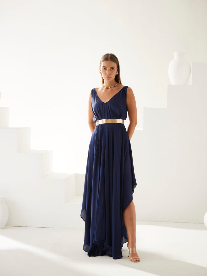 Navy v-neck maxi dress