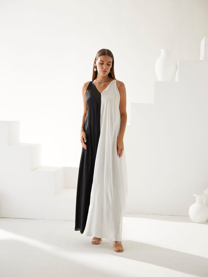 Black & White colorblock maxi dress