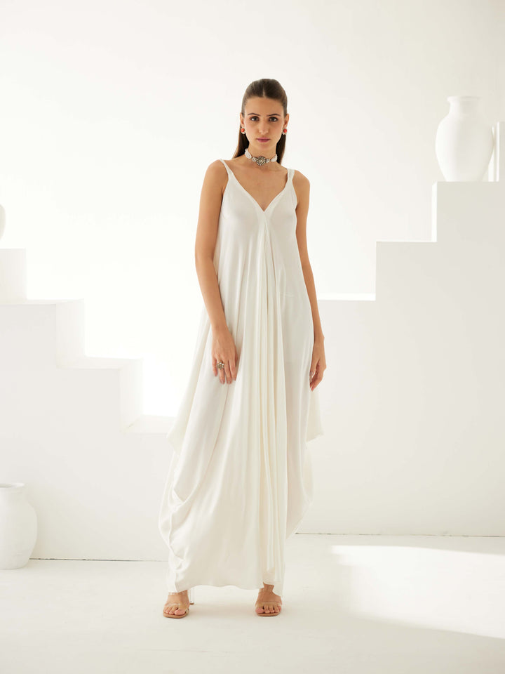 Ivory satin maxi dress