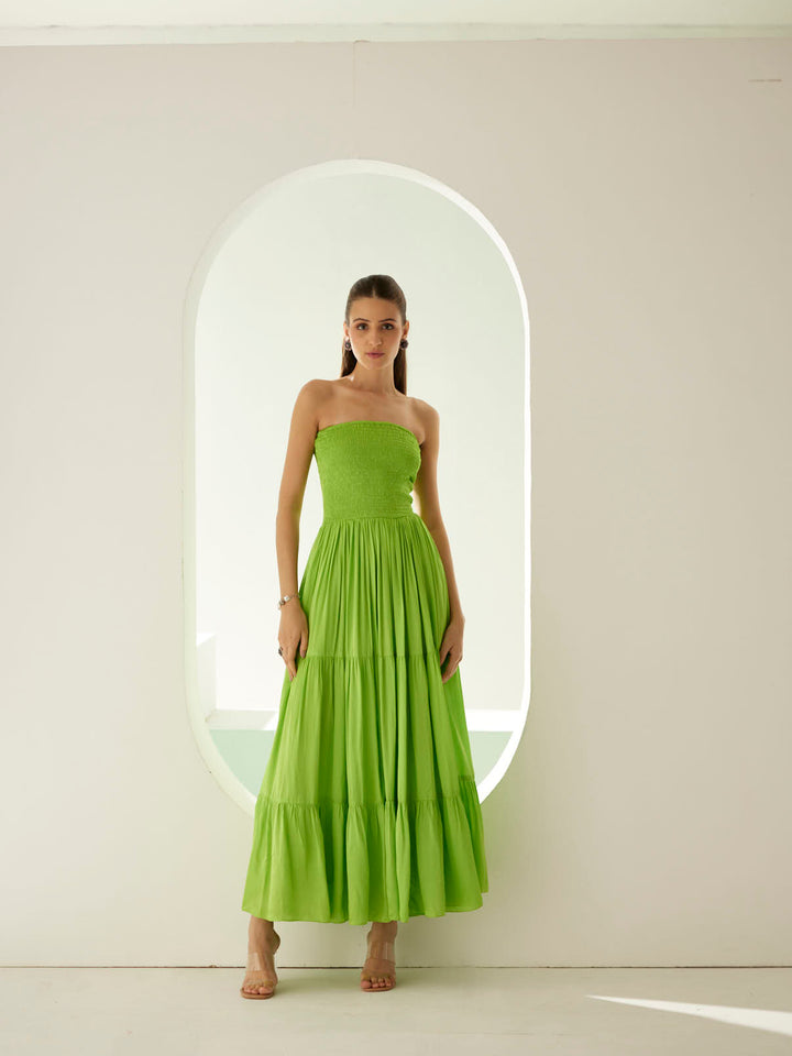 Lime green tier maxi dress