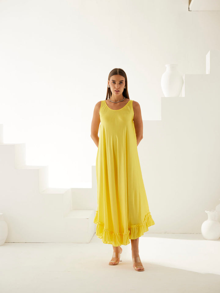 Yellow midi dress