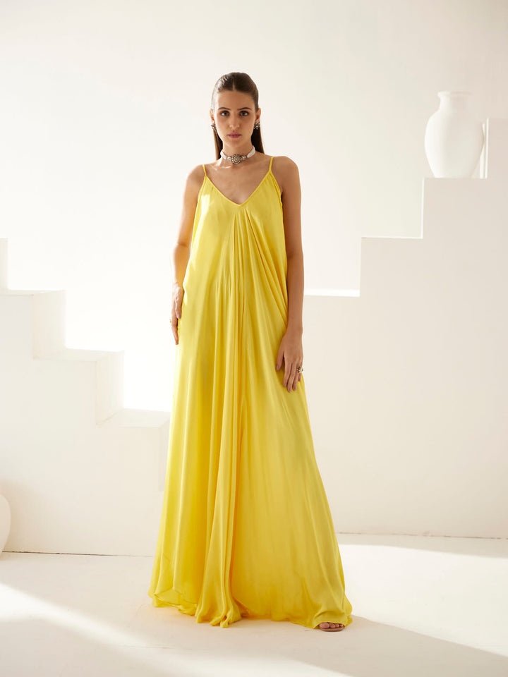 Yellow strappy maxi dress