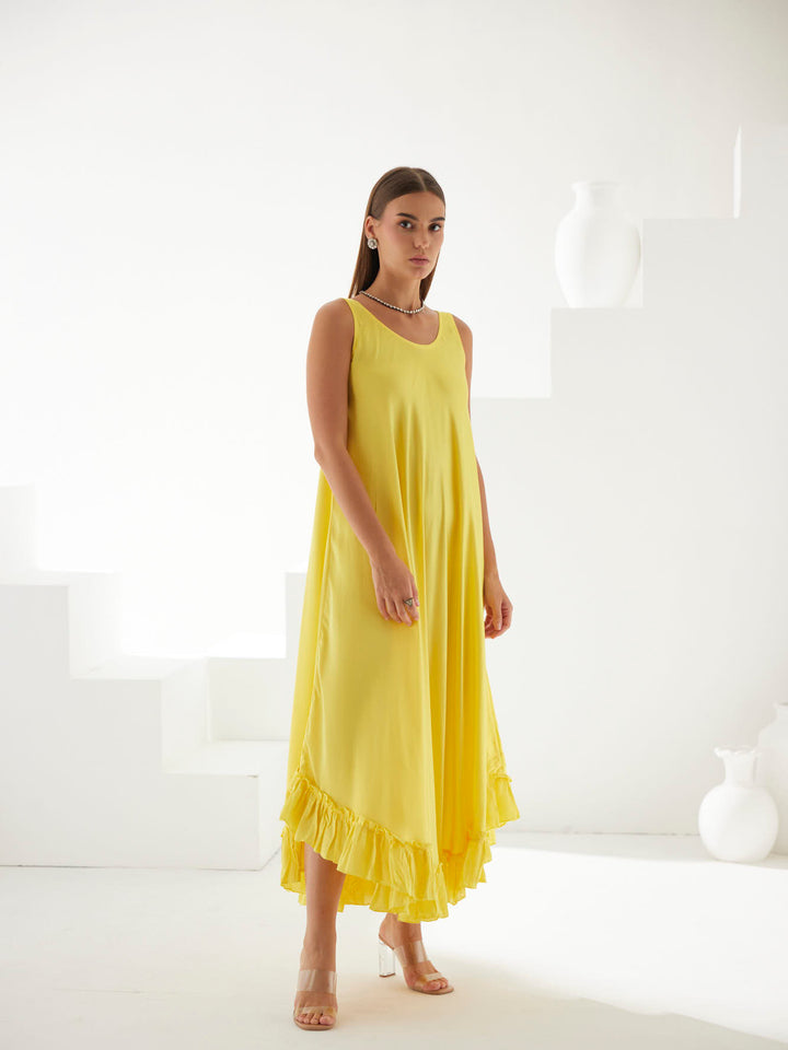 Yellow midi dress