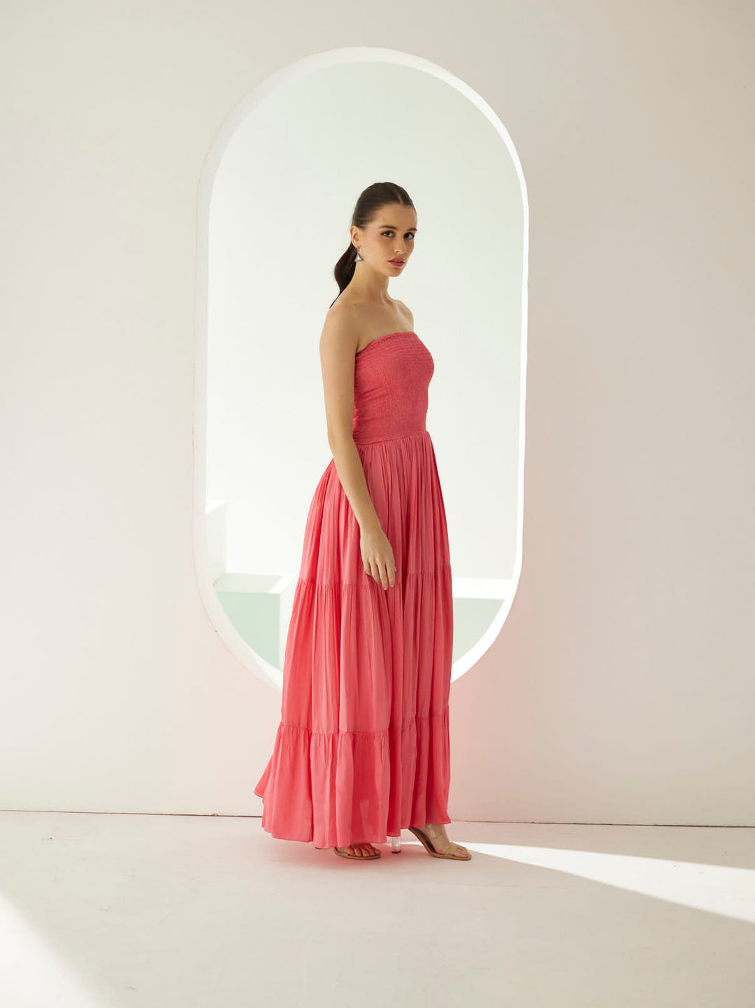 Peach tier maxi dress