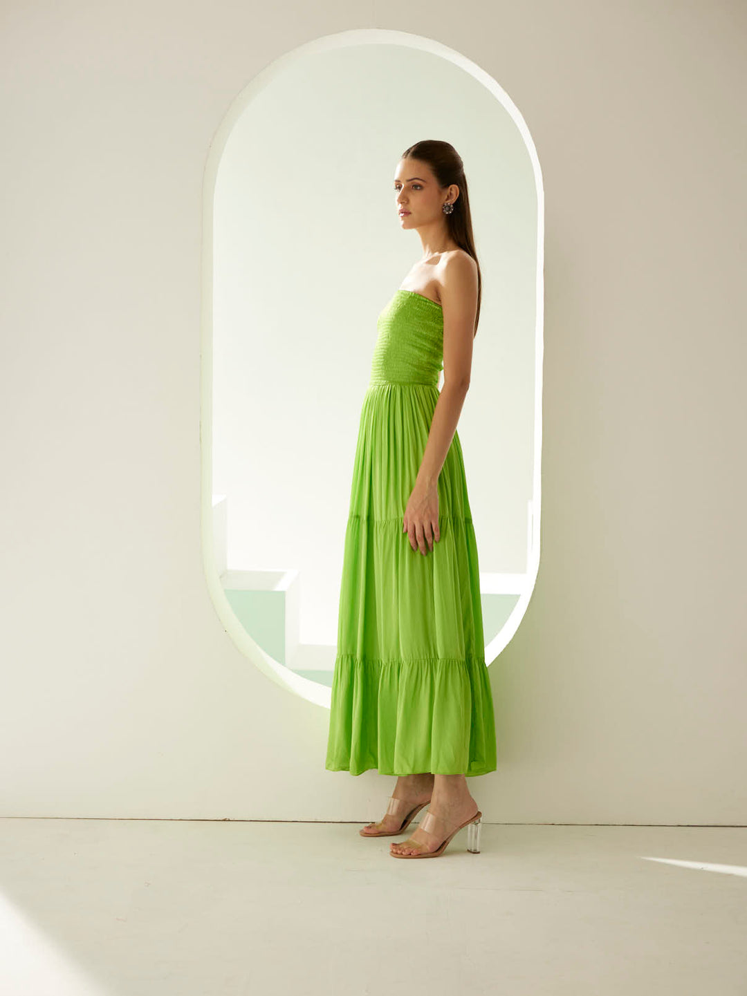 Lime green tier maxi dress