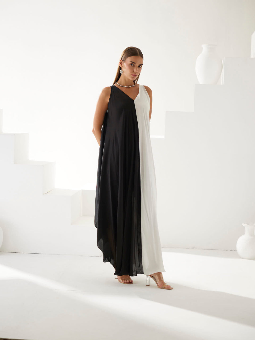 Black & White colorblock maxi dress