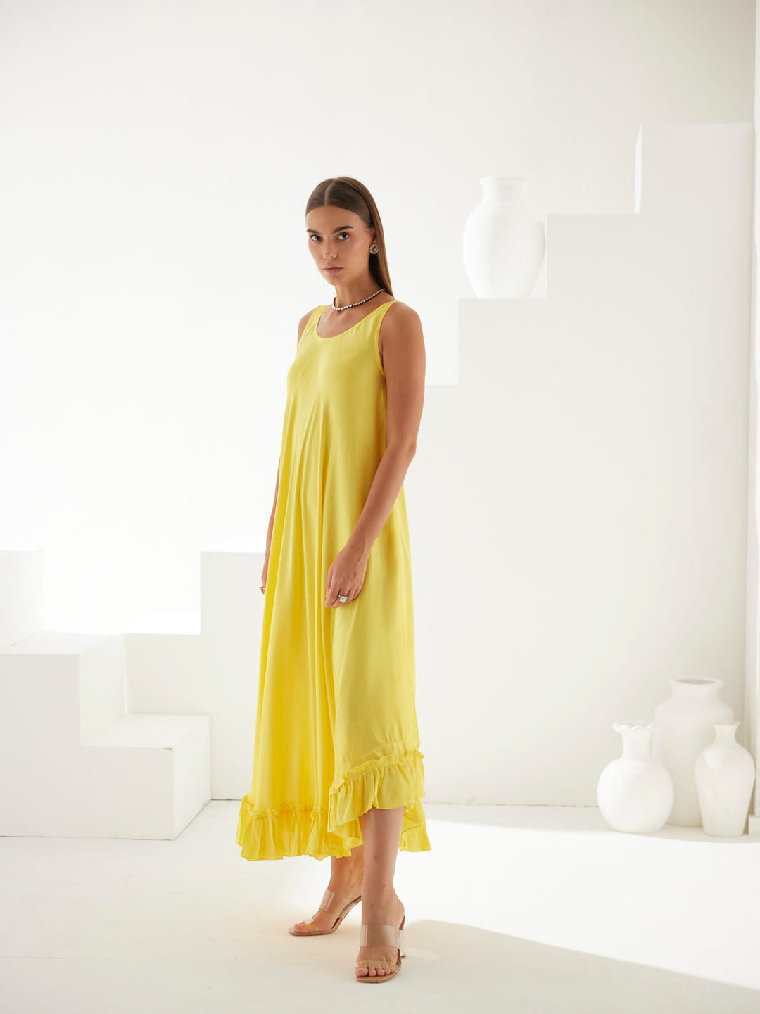 Yellow midi dress