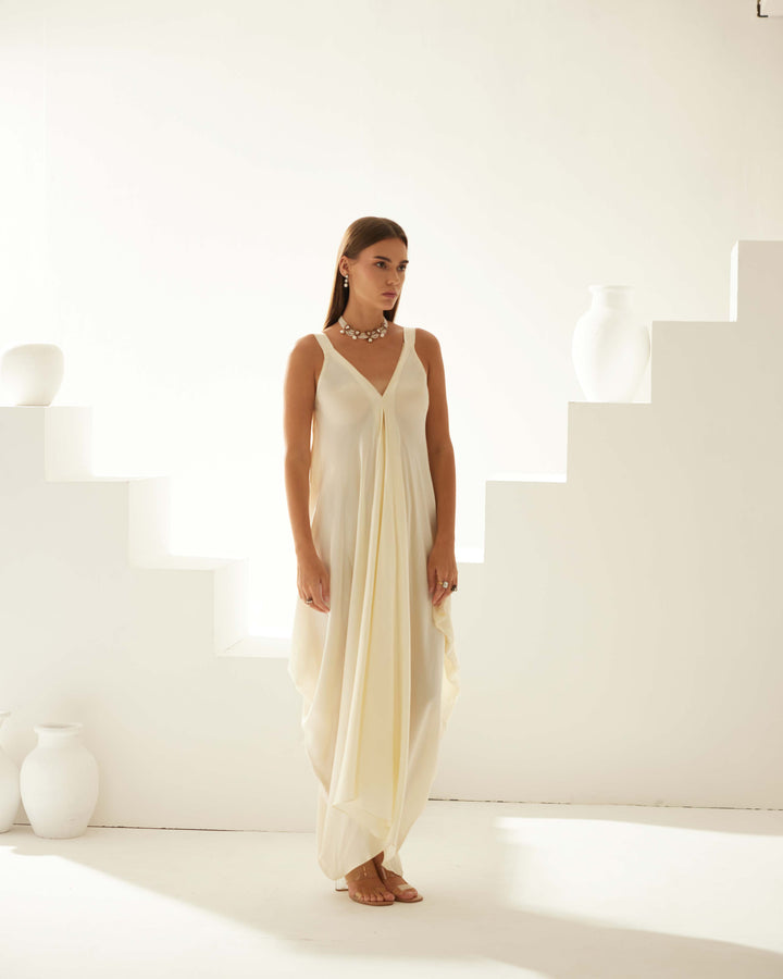 Cream satin maxi dress