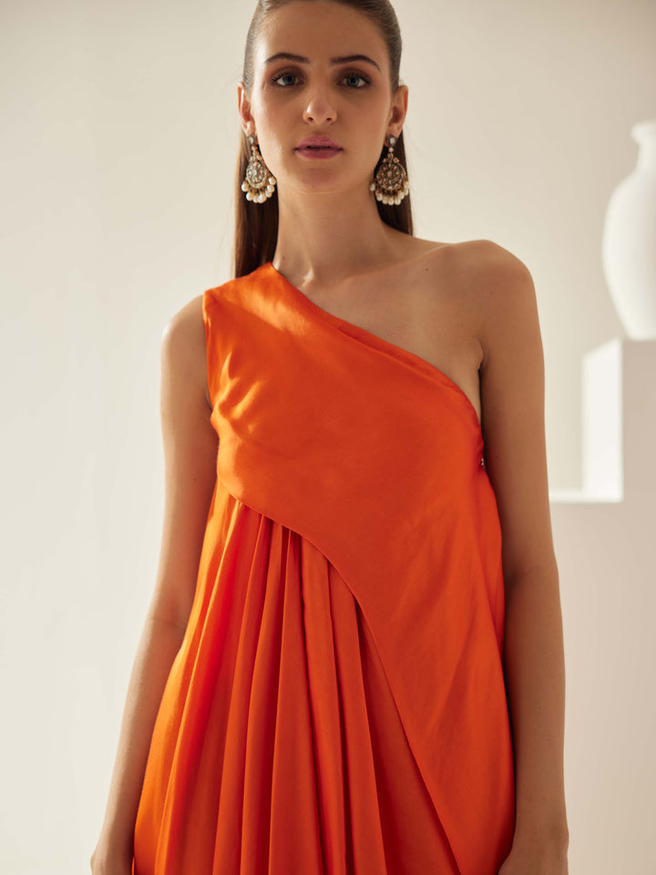 Orange aysmmetrical maxi dress