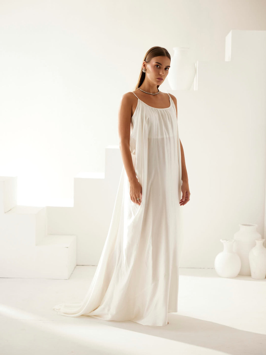 Off-white strappy maxi dress