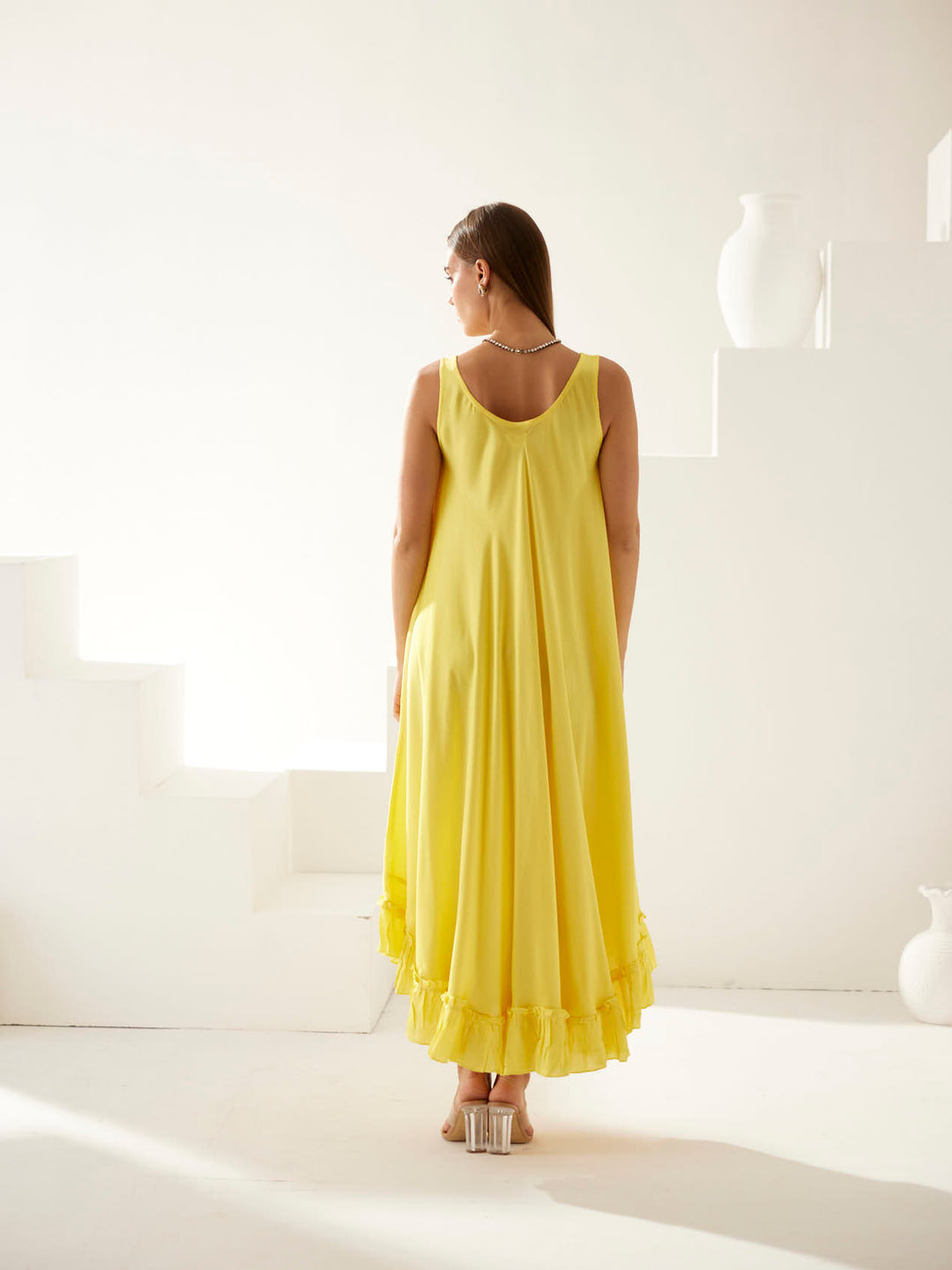 Yellow midi dress