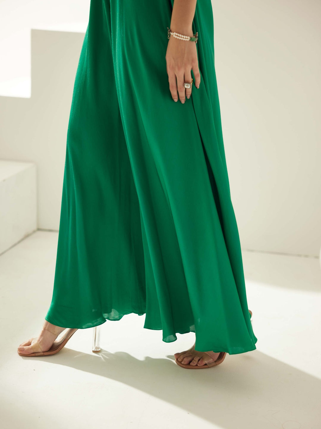 Green sleeveless jumpsuit