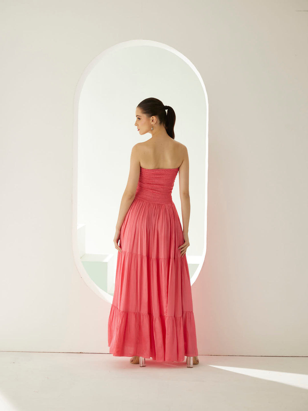 Peach tier maxi dress