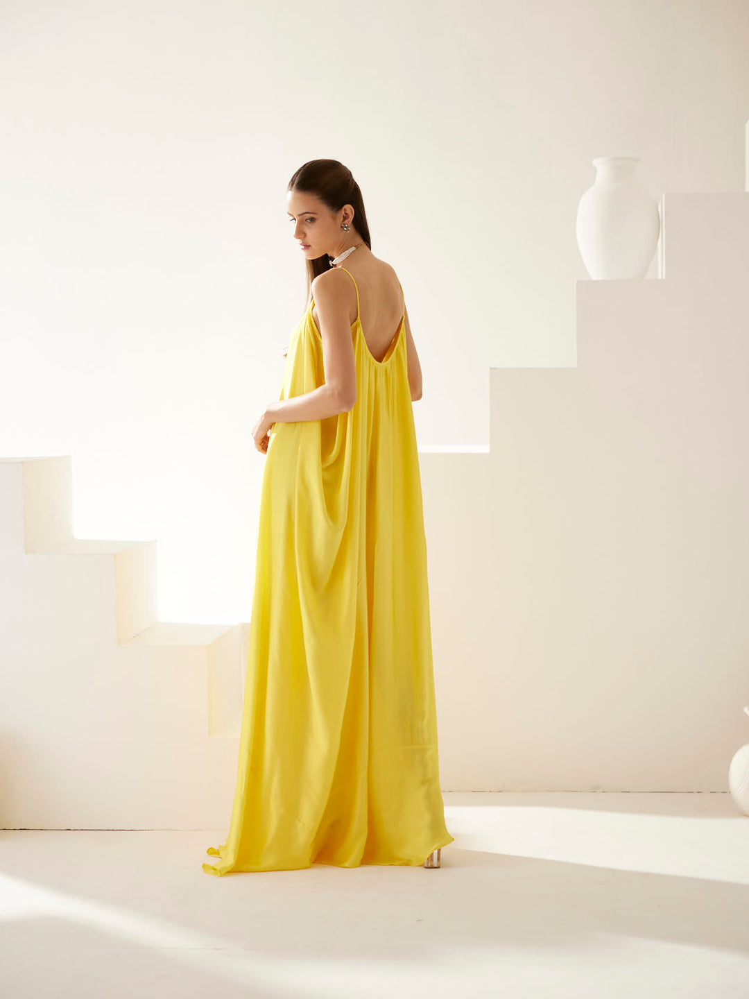 Yellow strappy maxi dress