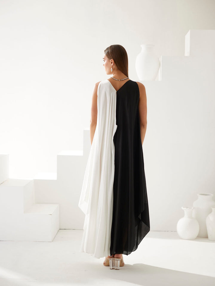 Black & White colorblock maxi dress