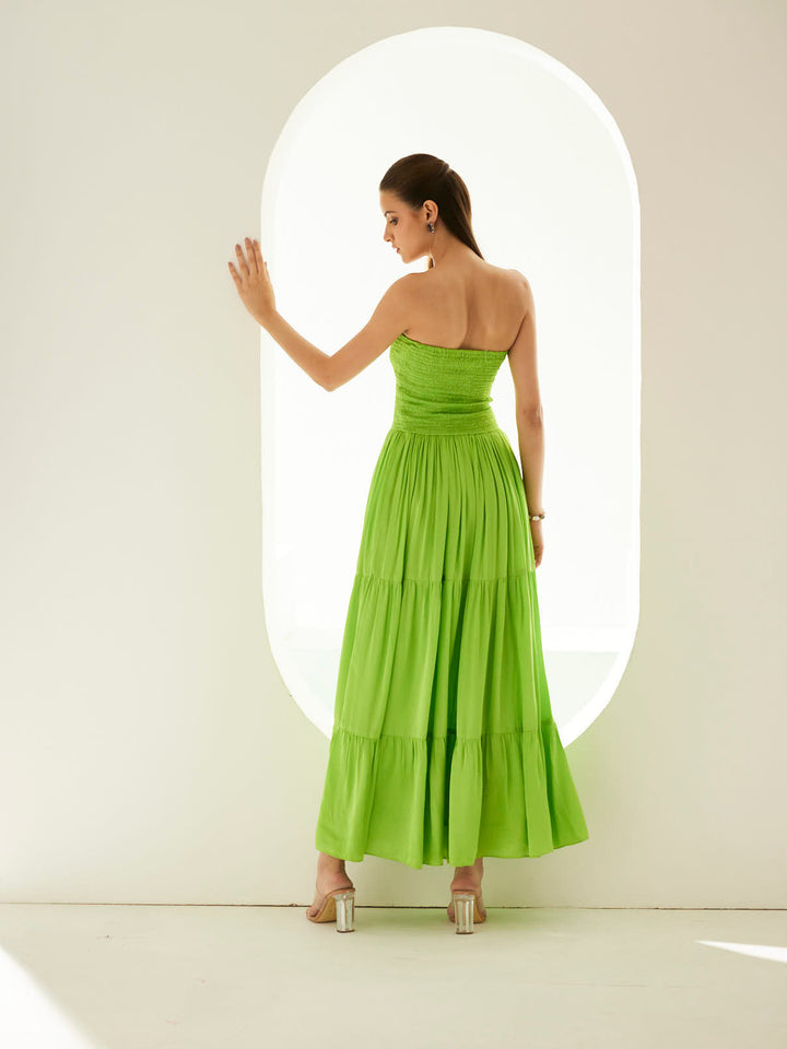 Lime green tier maxi dress