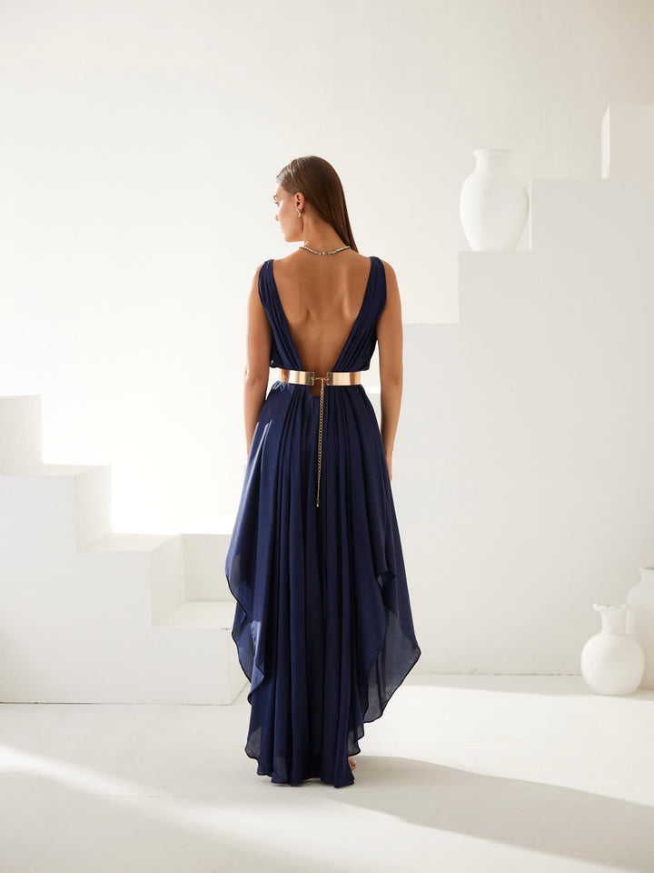 Navy v-neck maxi dress