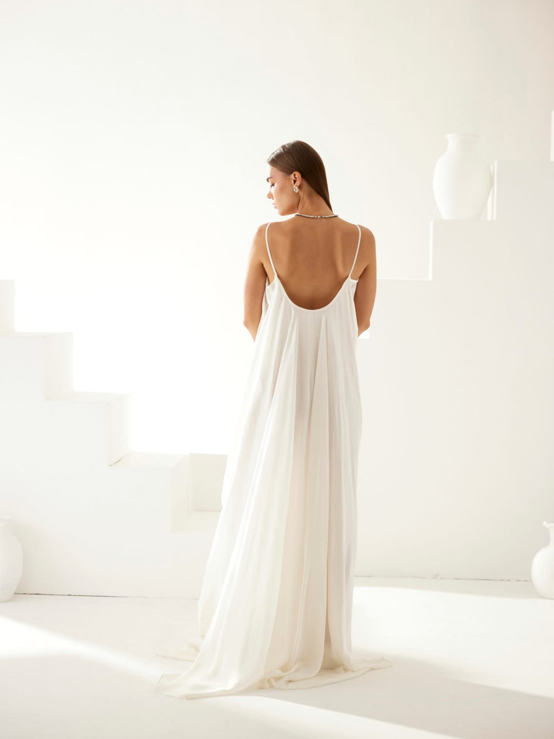 Off-white strappy maxi dress