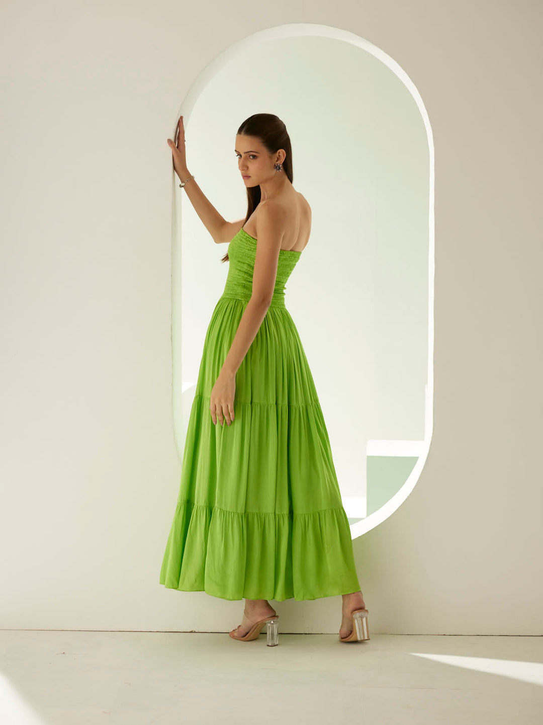 Lime green tier maxi dress