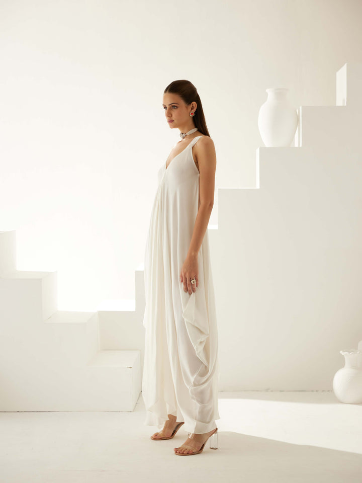 Ivory satin maxi dress