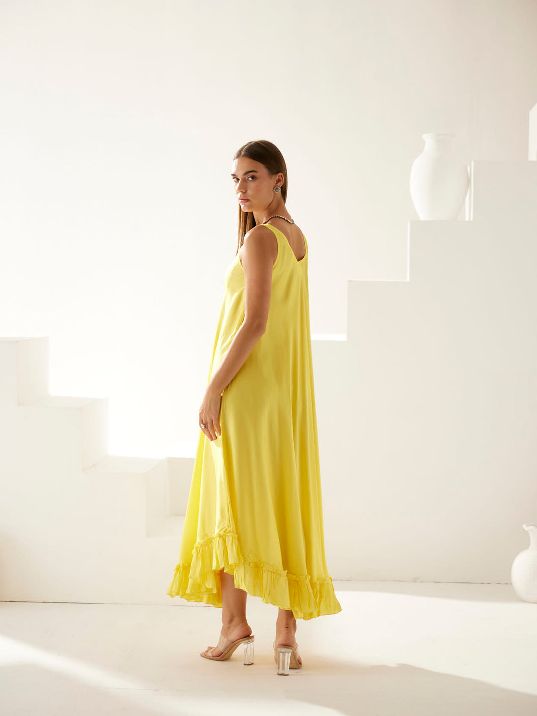 Yellow midi dress