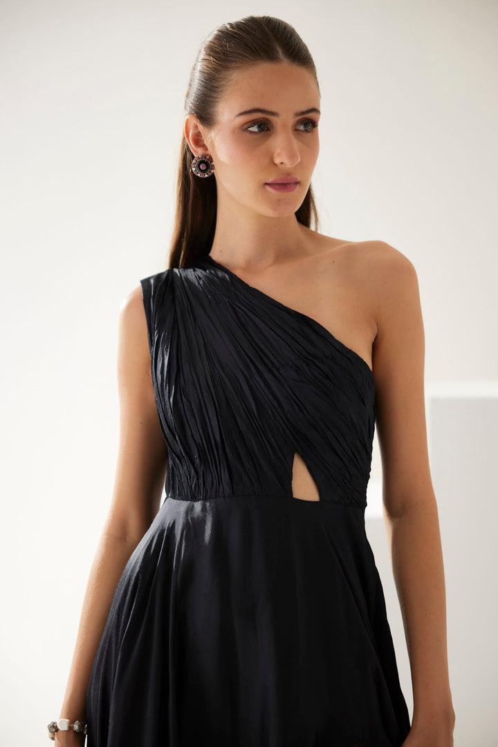 Black one shoulder maxi dress