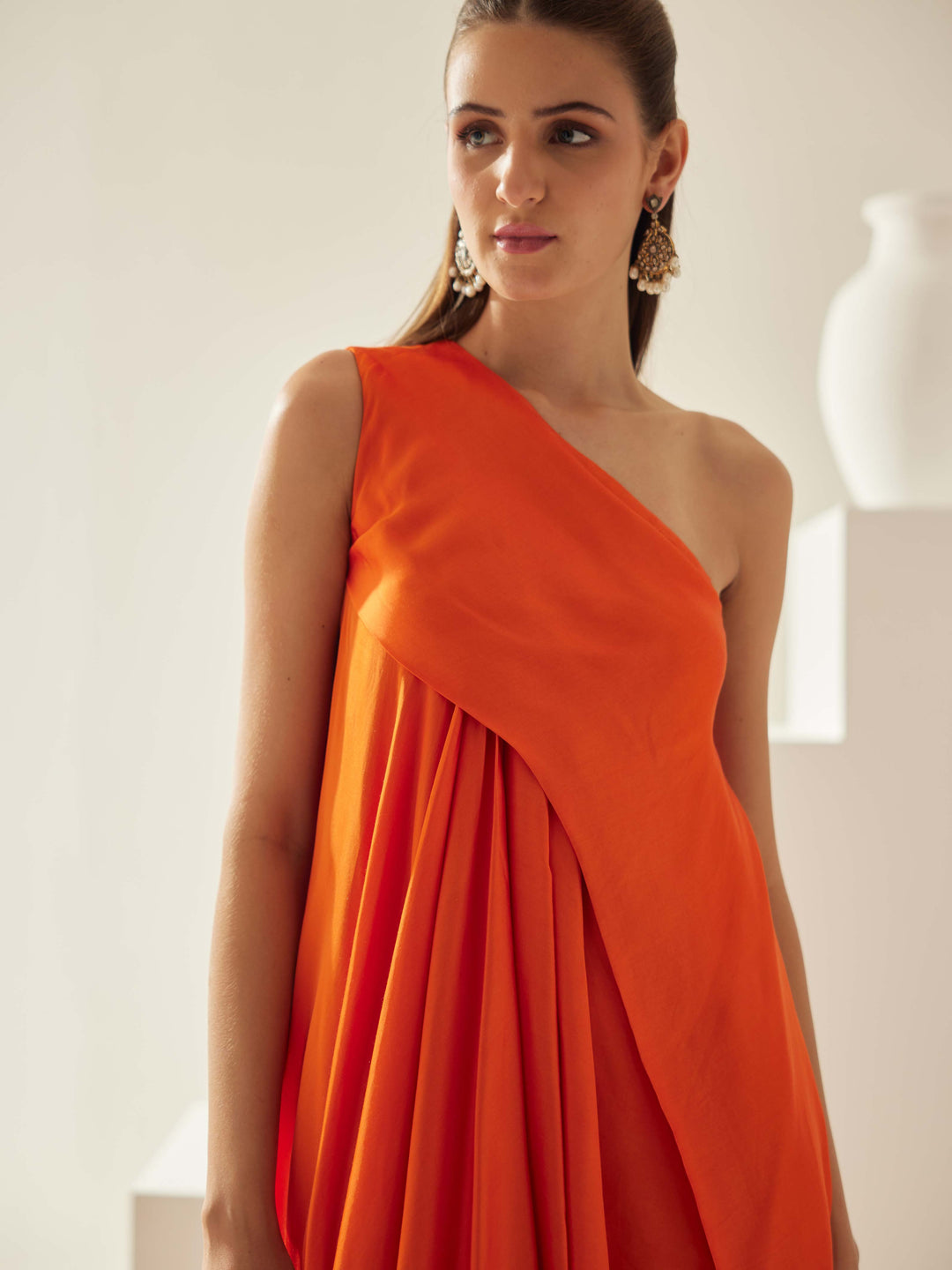 Orange aysmmetrical maxi dress