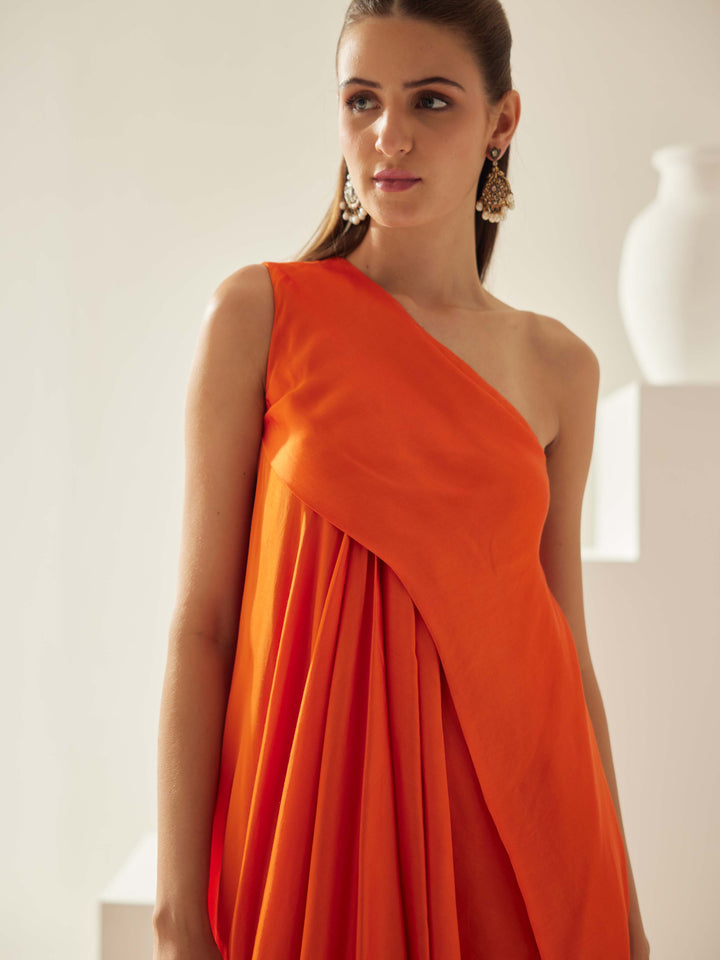 Orange aysmmetrical maxi dress