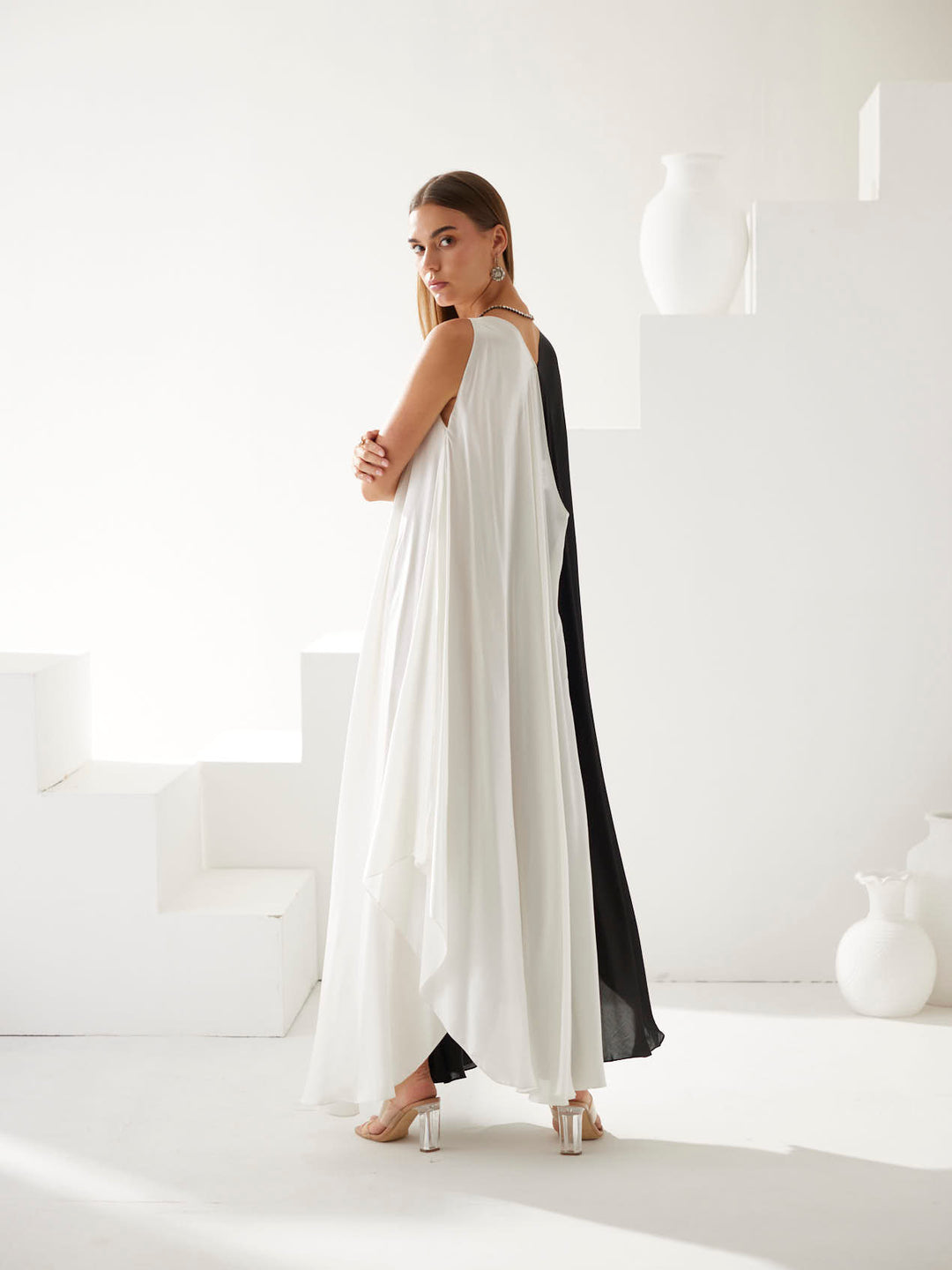 Black & White colorblock maxi dress