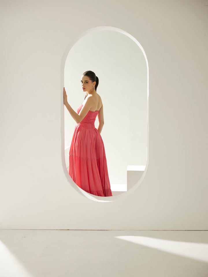 Peach tier maxi dress