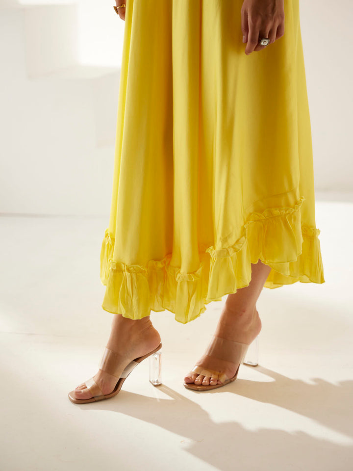 Yellow midi dress