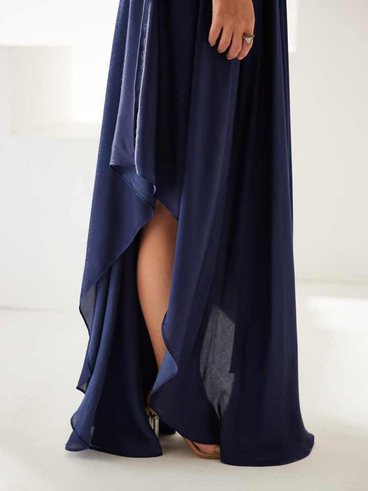 Navy v-neck maxi dress